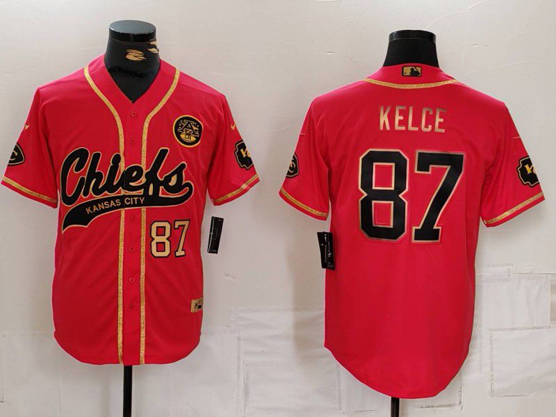 Men Kansas City Chiefs #87 Kelce Red Three generation joint name 2024 Nike Limited NFL Jersey style 2